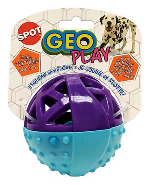 Ethical Pet Spot Sensory Ball 2.5 inch Colorful Rubber Squeaker Toy for Dogs