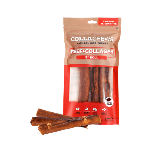 Collachews 9 in Beef Flavored Collagen Roll 3 pk