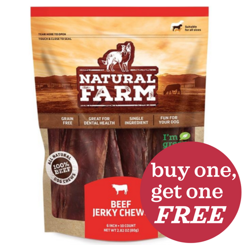 Natural Farm 6 in Beef Jerky for Dogs 10 pk