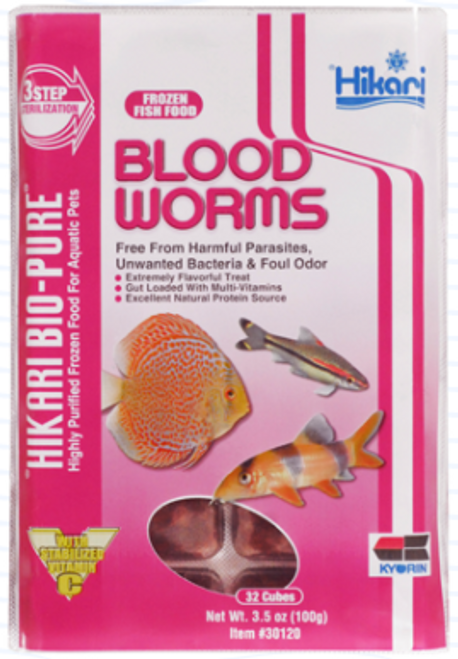 Omega One Frozen Blood Worms Flat Pack 16 oz - Chow Hound Pet Supplies