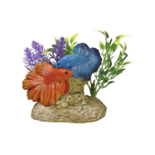 Blue Ribbon Exotic Environments Aquatic Scene With Bettas Aquarium Ornament 