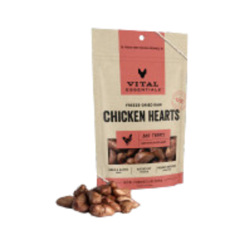 Vital Essentials Freeze-Dried Chicken Hearts Dog Treats 1.9 oz