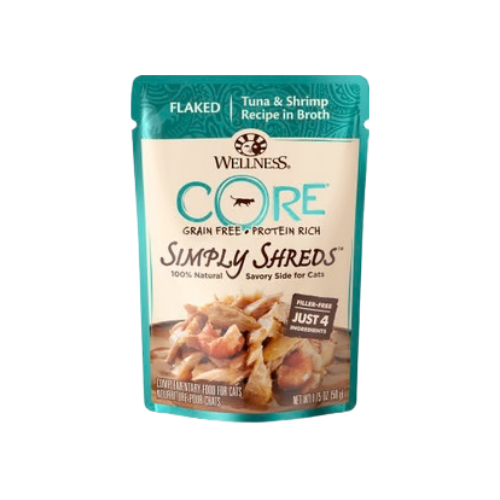 Wellness CORE Simply Shreds Grain-Free Tuna & Shrimp Wet Cat Food Topper