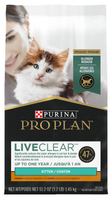 Purina Pro Plan LiveClear Kitten Chicken & Rice Formula Dry Cat Food 3.2 lb