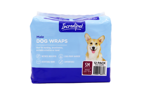 Incredipet Small Disposable Male Dog Wraps 12 pk