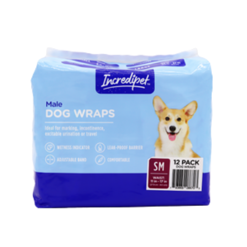 Incredipet Small Disposable Male Dog Wraps 12 pk