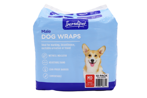 Incredipet Medium Disposable Male Dog Wraps 10 pk