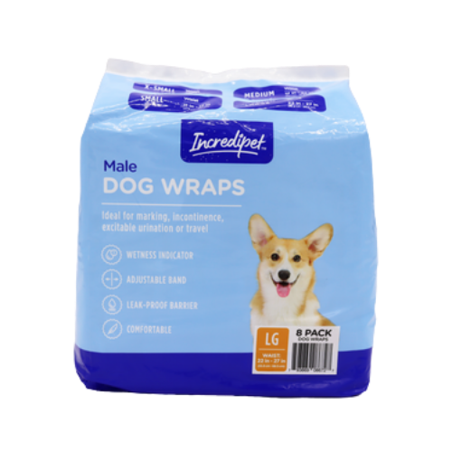 Incredipet Large Disposable Male Dog Wraps 8 pk