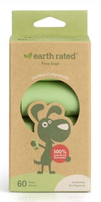 Earth Rated Certified Compostable Dog Waste Bags, 4 Refill Rolls 