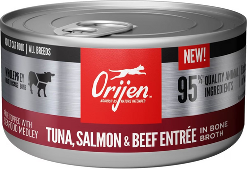 Orijen Premium Pate Tuna, Salmon & Beef Entrée in Bone Broth Canned Cat Food