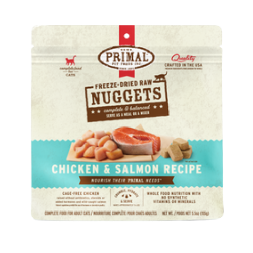 Primal Freeze Dried Nuggets Chicken & Salmon Formula Grain-Free Raw Cat Food 5.5 oz
