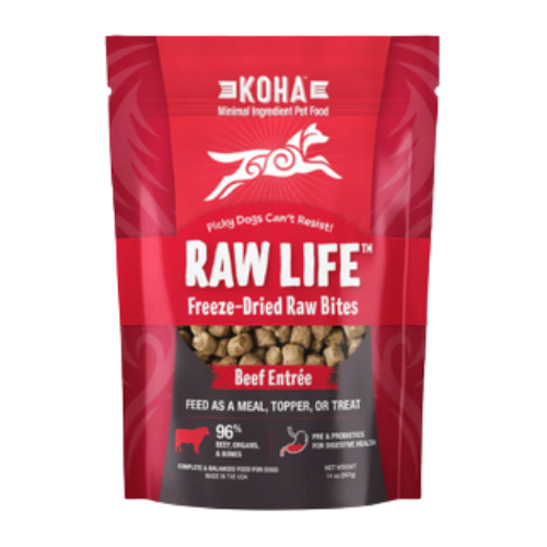 Koha Raw Life Freeze-Dried Raw Bites Beef Entrée for Dogs 14 oz