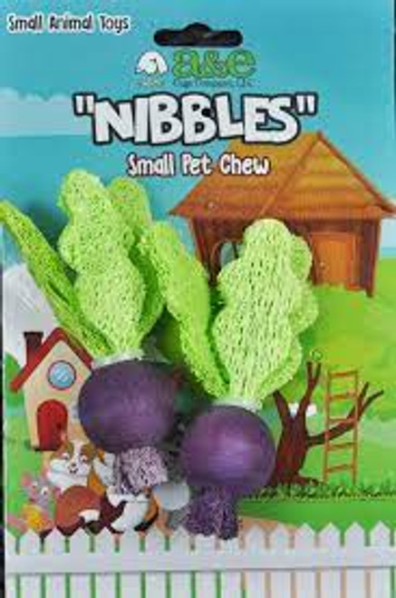 A&E Nibbles Loofah Turnip Small Animal Chew Toy 