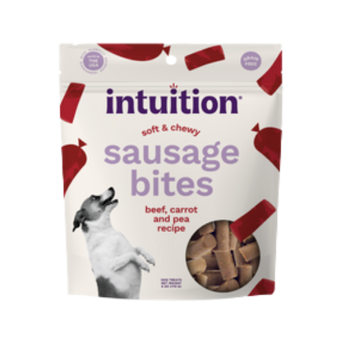 Intuition Beef, Carrot & Pea Recipe Grain-Free Soft & Chewy Sausage Bites Dog Treats 6 oz