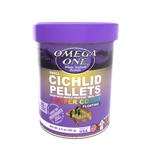 Omega One Small Cichlid Floating Fish Food Pellets 3.5 oz