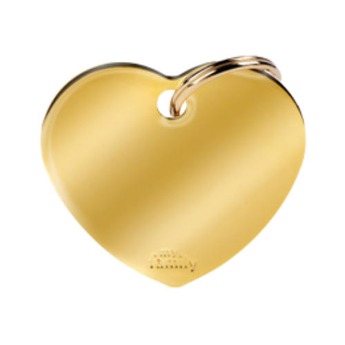 Myfamily Large Chrome Plated Brass Heart Shaped Personalized Dog ID Tag 