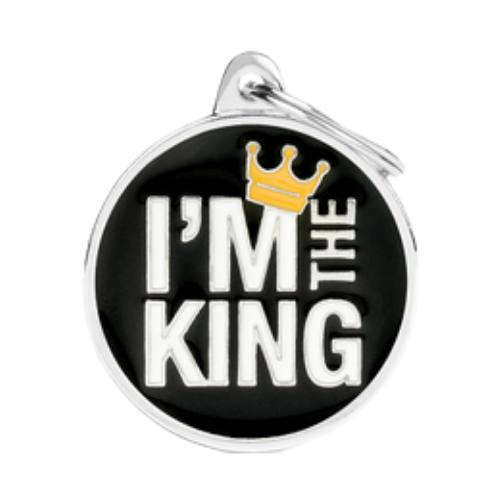 Myfamily Large Enamel "I'm the King" Personalized Dog ID Tag 