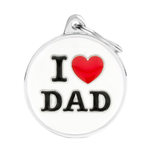 Myfamily Large Enamel "I Love Dad" Personalized Dog ID Tag 