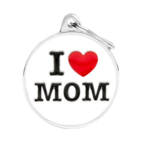 Myfamily Large Enamel "I Love Mom" Personalized Dog ID Tag 