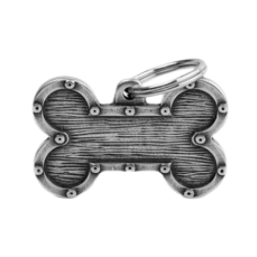 Myfamily Large Bone Shaped Bronx Futuristic Personalized Dog ID Tag 