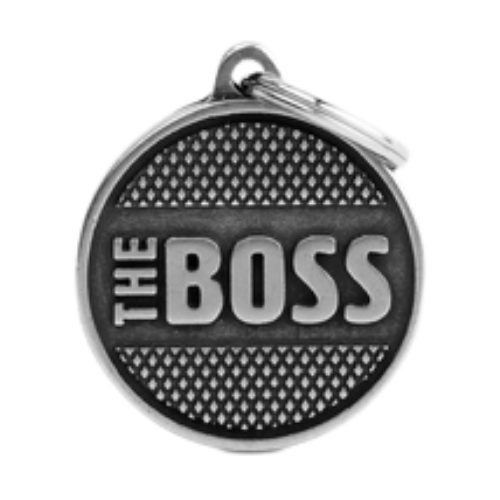 Myfamily Large Round Bronx "The Boss" Personalized Dog ID Tag 