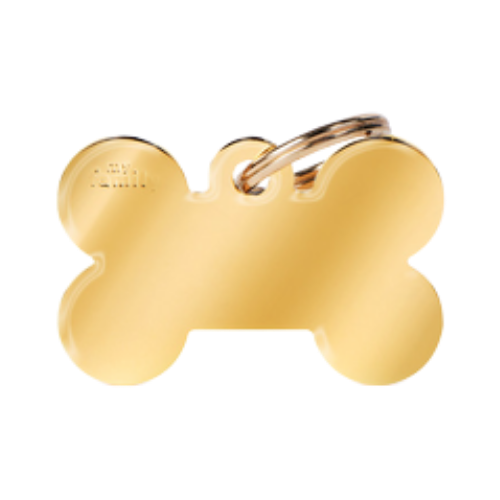 Myfamily Bone Shaped Golden Brass Personalized Dog ID Tag