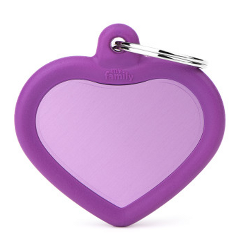 Myfamily Hushtag Aluminum Purple Heart Personalized Dog ID Ta 