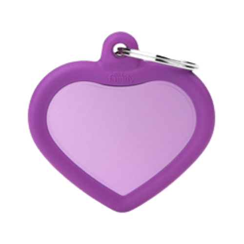 Myfamily Hushtag Aluminum Purple Heart Personalized Dog ID Ta 