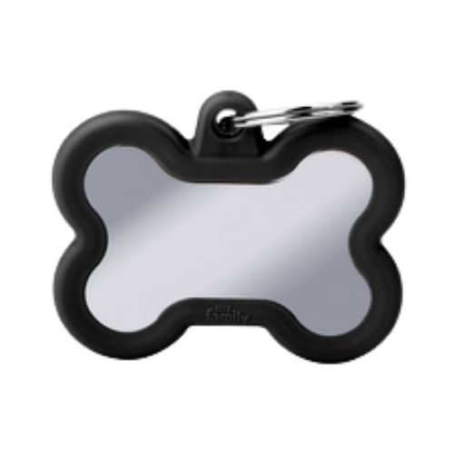 Myfamily Hushtag Chromed Bone Personalized Dog ID Tag 