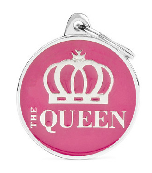 Myfamily Enamel "The Queen" Round Personalized Dog ID Tag 