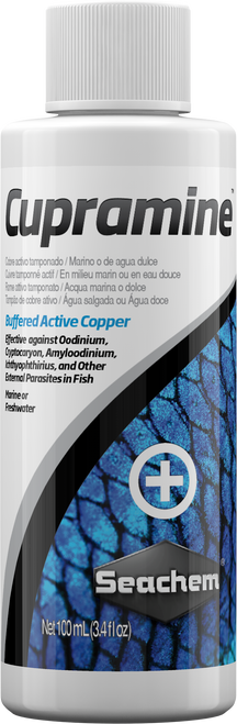 Seachem Cupramine Freshwater & Saltwater Buffered Active Copper 3.4 oz