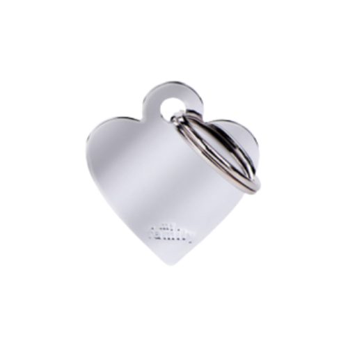 Myfamily Small Heart in Chrome Plated Brass Personalized Dog ID Tag 