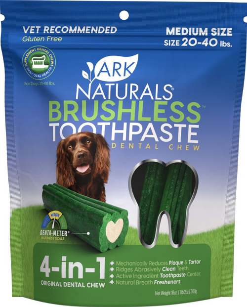 Ark Naturals Brushless Toothpaste Medium Gluten-Free Dental Dog Treats