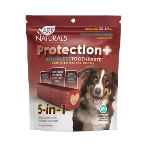 Ark Naturals Brushless Toothpaste Protection+ Medium Dental Dog Treats 18 oz