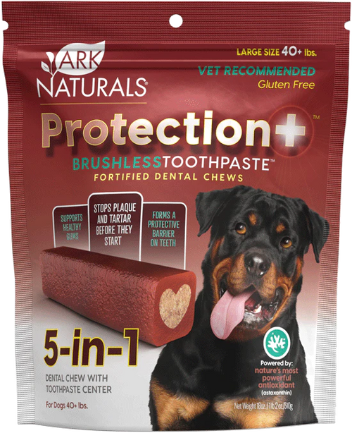Ark Naturals Brushless Toothpaste Protection+ Large Dental Dog Treats