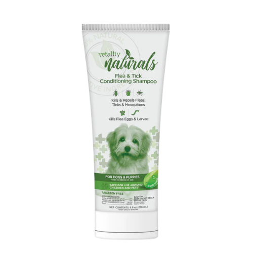 Vetality Naturals Flea & Tick Conditioning Shampoo for Dogs, Kills & Repels Fleas, Ticks & Mosquitoes 8 oz