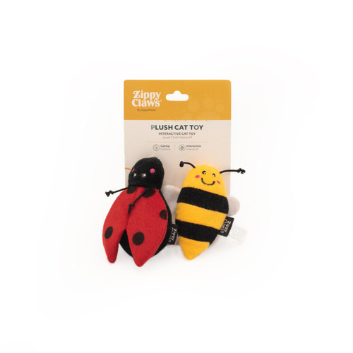 Zippy Paws Zippy Claws Ladybug & Bee Plush Cat Toys 2 pk