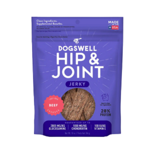 Dogswell Jerky Hip & Joint Beef Recipe Grain-Free Dog Treats 10 oz