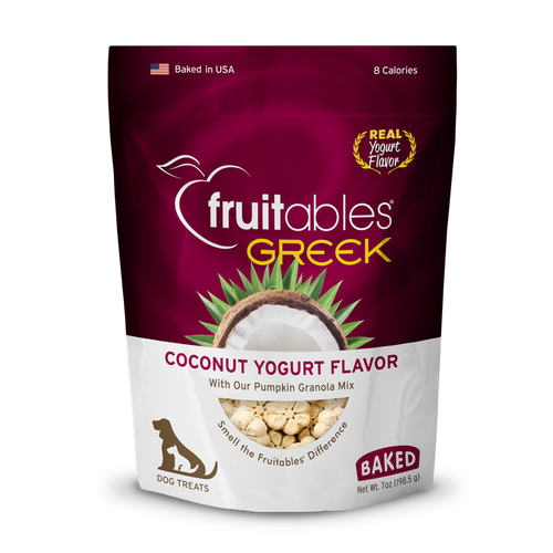 Fruitables Greek Coconut Yogurt Flavor Crunchy Dog Treats 7 oz