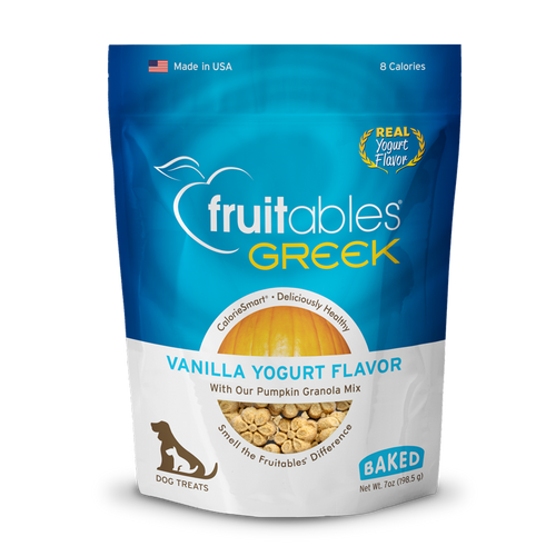 Fruitables Greek Vanilla Yogurt Flavor Crunchy Dog Treats 7 oz