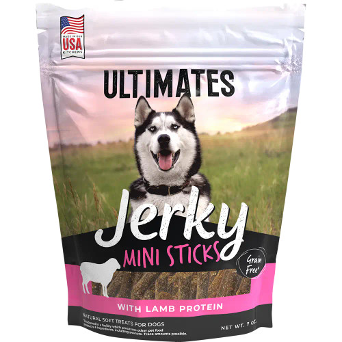 Ultimates Grain-Free Jerky Mini Strips with Lamb Protein Soft Dog Treats 7 oz