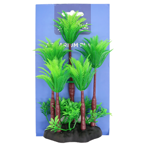 Incredipet Plastic Coconut Tree Aquarium Plant, Green 7 in