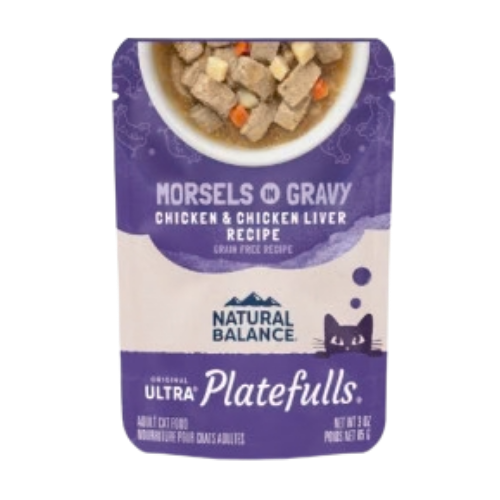 Natural Balance Platefulls Indoor Formula Chicken & Chicken Liver in Gravy Grain-Free Wet Cat Food Pouch