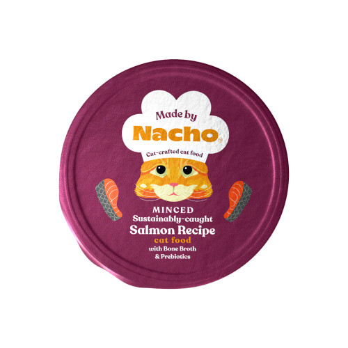 Made By Nacho Minced Sustainably Caught Salmon Recipe with Bone Broth & Probiotics Cat Food Cup