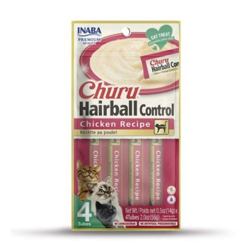 Inaba Churu Hairball Control Chicken Recipe Lickable Cat Treat 4 pk