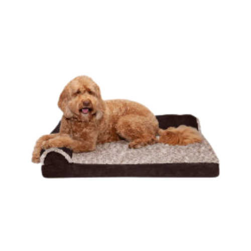 Furhaven Deluxe Chaise Two-Tone Faux Fur & Suede Lounge Dog Bed