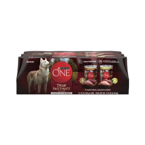 Purina ONE SmartBlend True Instinct Tender Cuts in Gravy Variety Pack Canned Dog Food 13 oz, 6 pk