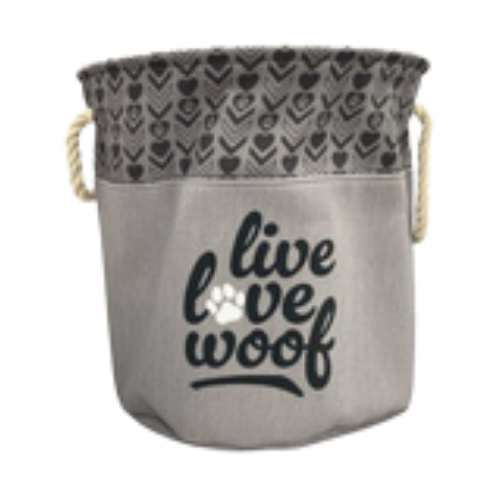 Pet Obsession "Live Love Woof" Canvas Toy Bin 15 x15 x15 in