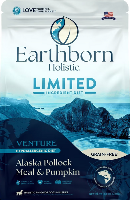Earthborn Holistic Venture Limited Ingredient Alaska Pollock Meal & Pumpkin Grain-Free Dry Dog Food 