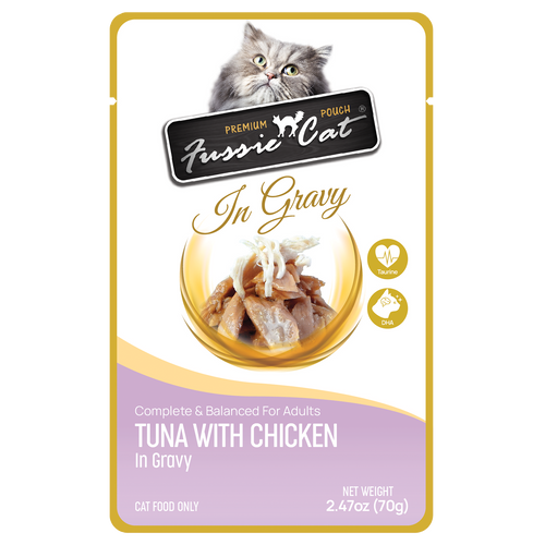 Fussie Cat Tuna with Chicken in Gravy Wet Cat Food Pouch